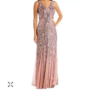 Nightway rose gold sequin evening gown size 8